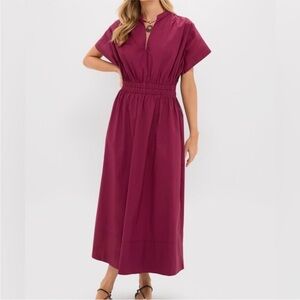 Tuckernuck Pomander Place Burgundy Emmy Maxi Dress Size Small